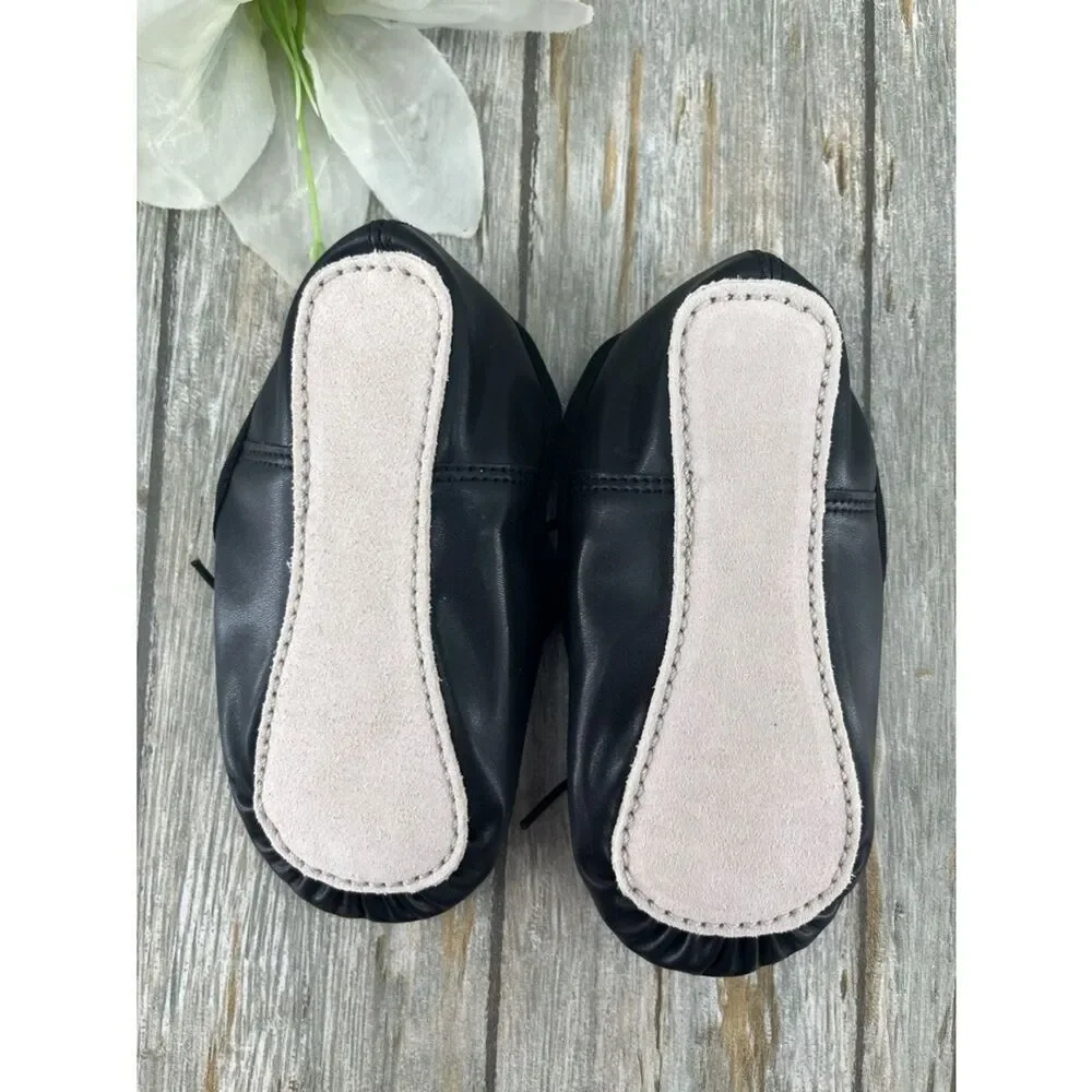 Toddler Girls Ballet Shoes Dance Class Leather Sole Adjustable Strap Size 10